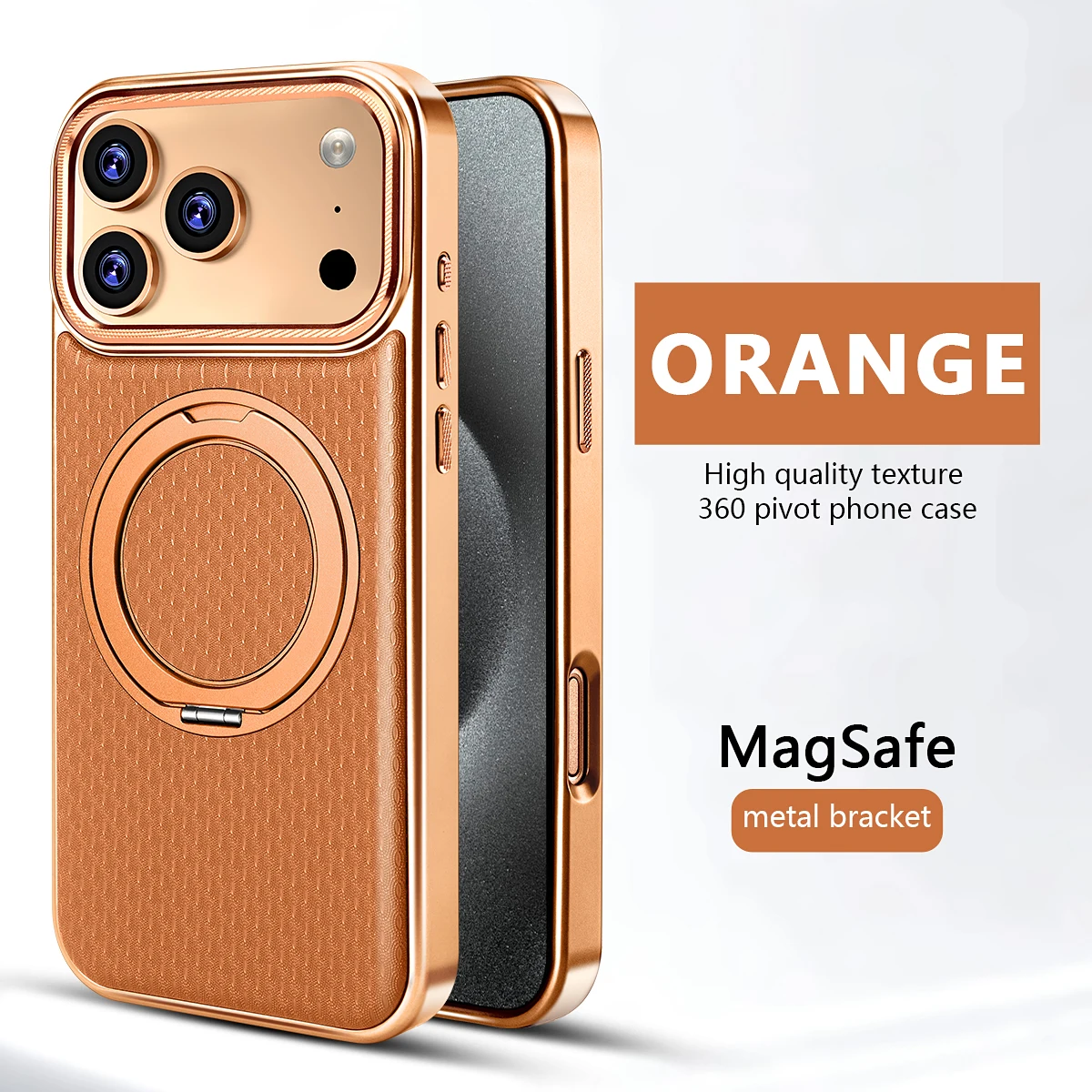 Leather Case for iPhone 15 14 13 18 Pro Max 12 16 Plus Magnetic Wireless Metal Ring Charging Solid Color 17 Air Cover Case