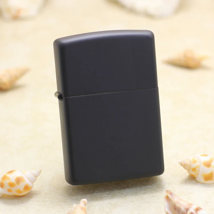 

Подлинная Зажигалка Zippo, медная ветрозащитная керосиновая Зажигалка чистого черного цвета, подарок с кодом защиты от подделки