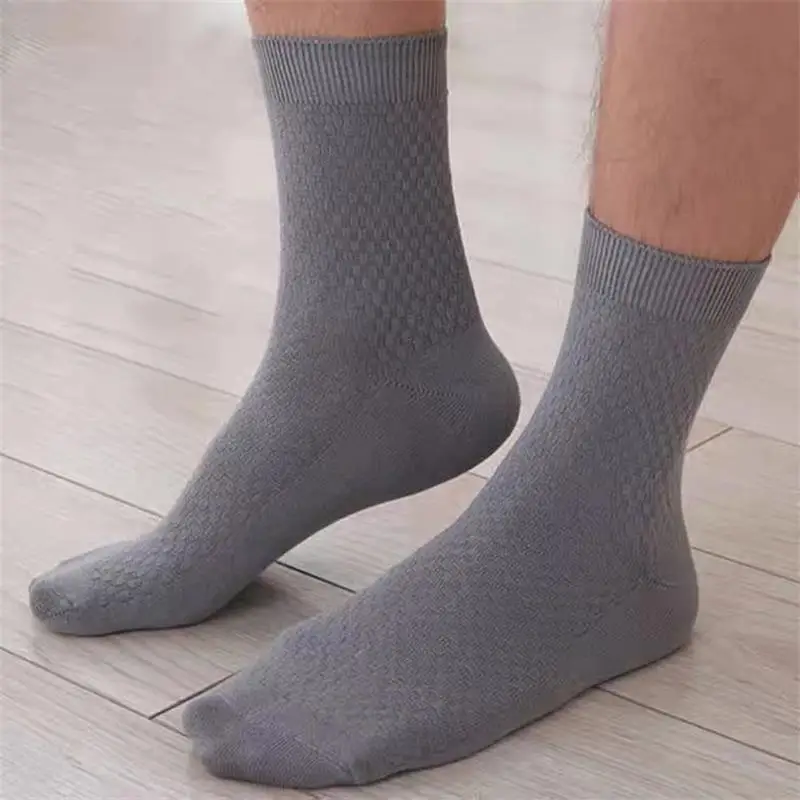 Bamboo Fiber Socks 5pairs Men's Sweat Absorbent Breathable Medium Tube Business Casual Large Size 38-45