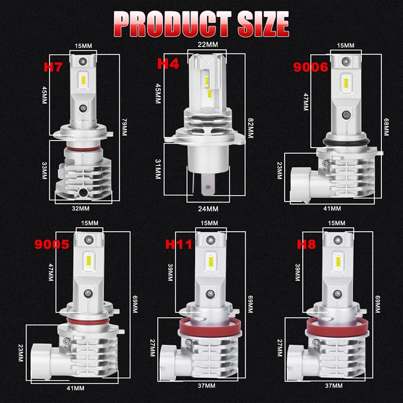 LED Car Lights LED Lights LED Bulbs LED Headlights LED Car Headlights 25000LM 110W H7 For Car