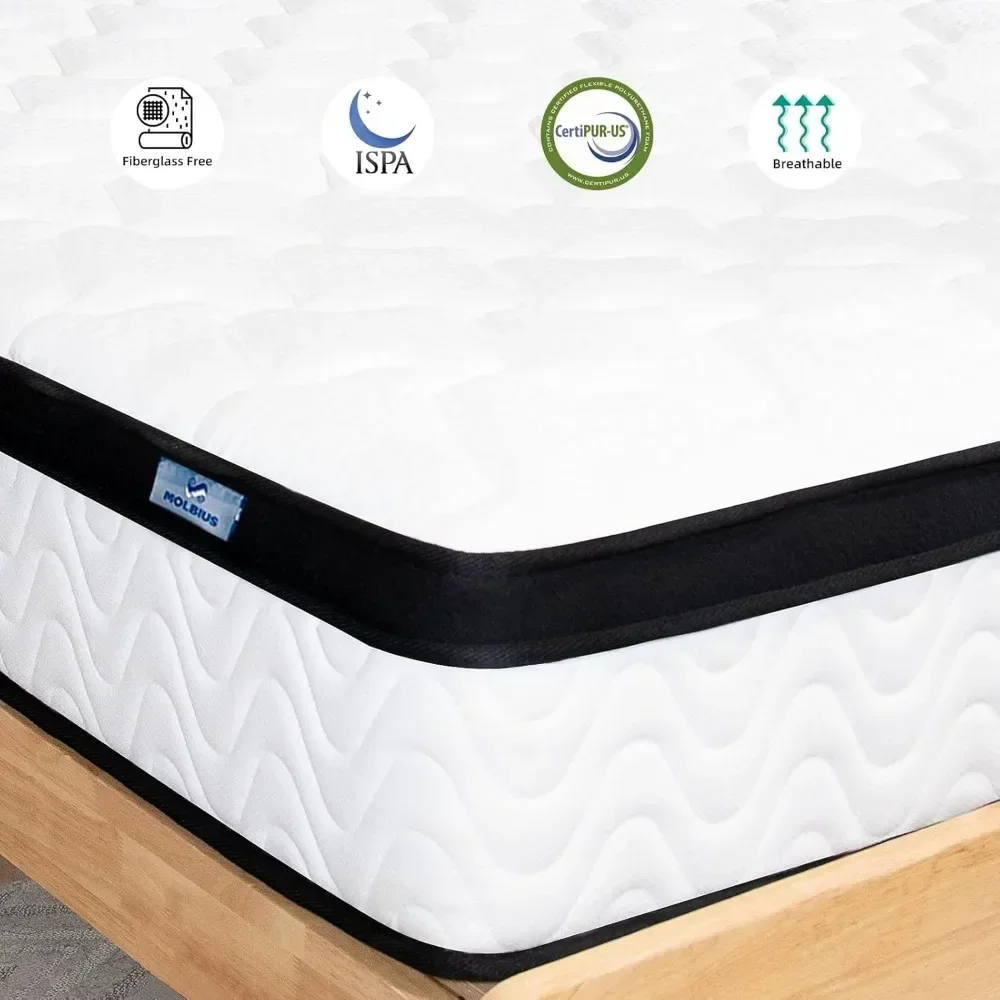 12 Inch Queen Hybrid Mattresses in A Box, Medium Firm Memory Foam and Individual Pocket Springs, Fiberglass Free Bed Mattres 3
