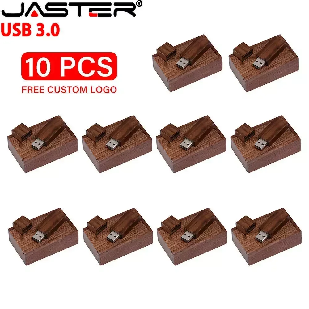 Jaster-caixa de Madeira Usb 3.0 Flash Drives Memory Stick de Alta Velocidade Pen Drive de Logotipo Personalizado Gratuito 32gb 16gb 8gb 4gb 128gb 10 Pcs Lot