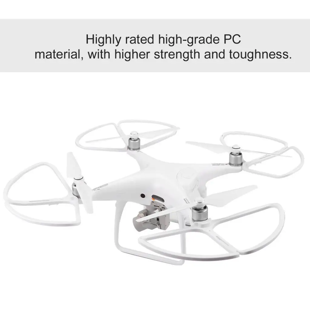 Protection d'hélice pour drone Phantom 4 PRO/PRO+, installée, avec vis de fixation visibles.