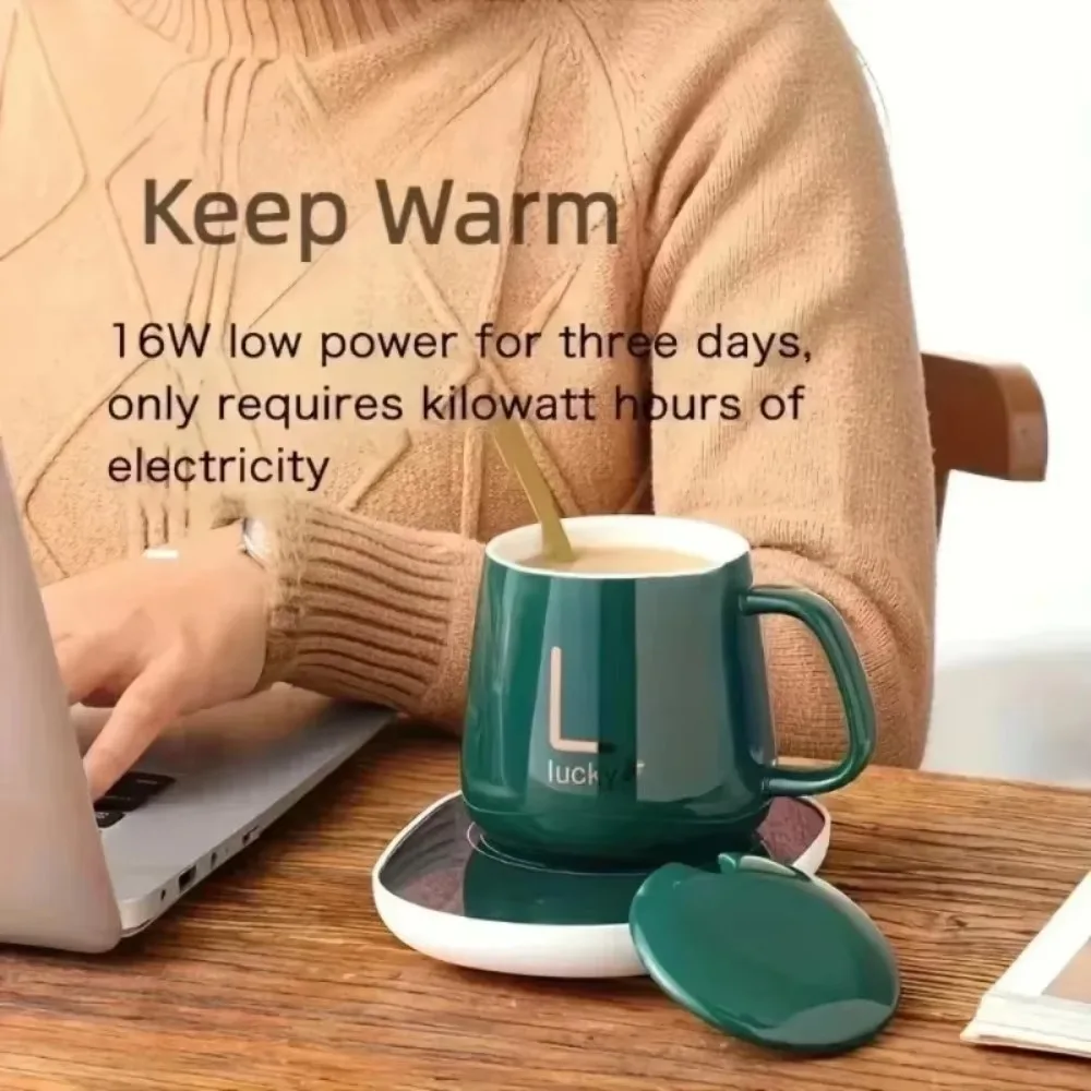 Mug Christmas Gift Set 55 Degrees Thermostat Cup Multi Scenario Portable Warm Ceramic Mugs With Spoon Practical Organizer Bags