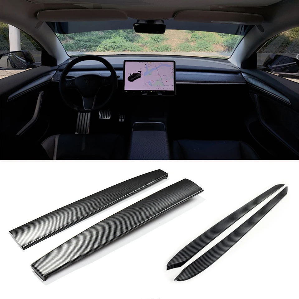 Decor Adhensive Panel Trims For Tesla Model Y/3 interior Dashboard & Door  Wood Modification Overlays Cover Car Styling Mouldings - AliExpress