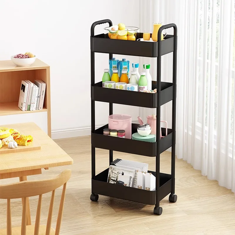 Storage rack trolley french window kitchen multi-storey mobile bathroom bedside snacks bookshelf