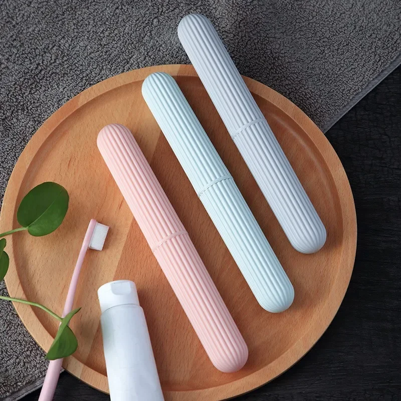 

Cross-border Portable Toothbrush Case Plastic Toothbrush Storage Case Simple Striped Travel Toiletry Toothbrush Case