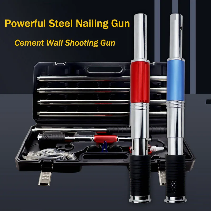 Powerful 4 Levels Steel Nail Gun with Extension Rod Cement Wall