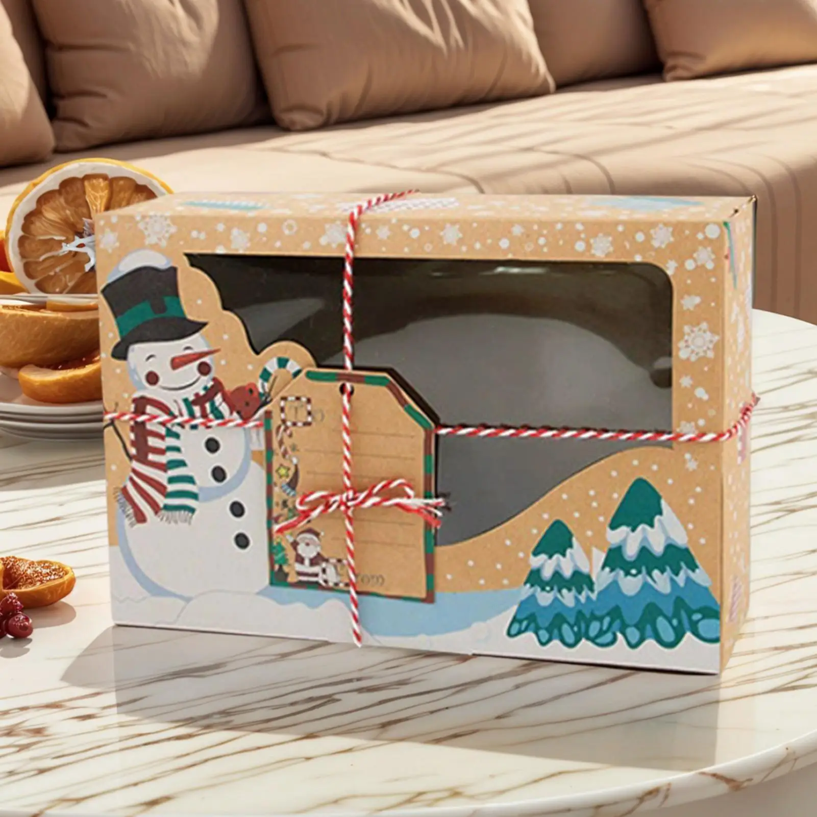 6/12Pcs Christmas Cookie Boxes with Window Candy Storage Christmas Container for Treats for Party Favor Birthday Baking Supplies
