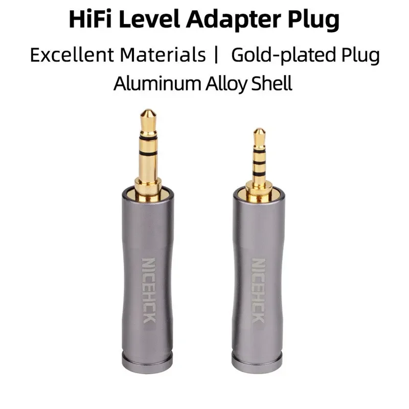 NiceHCK-Convertidor de Audio HIFI de cobre puro chapado en oro, Conector de aluminio, adaptador de auriculares, accesorios de enchufe, 4,4mm, hembra a 3,5mm, 2,5mm