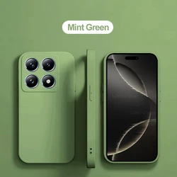 Square Liquid Silicone Phone Case - Soft TPU Back Cover in Elegant Design for Xiaomi 14T (Mint green)