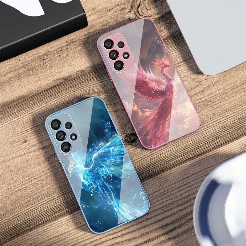 Golden Phoenix Unfolding Tempered Glass Phone Case
