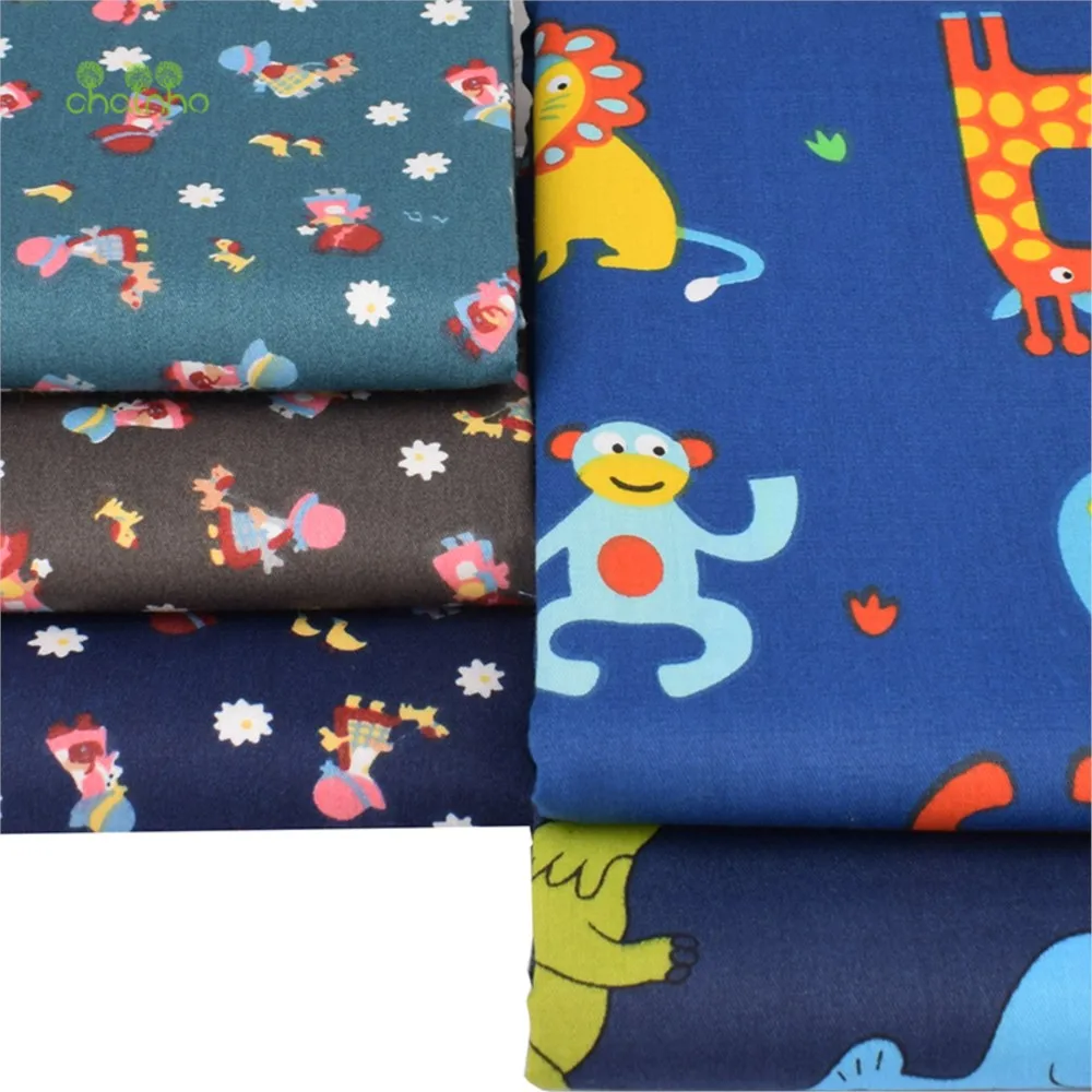 Chainho,Printed Twill Cotton Fabric,Patchwork Cloth,DIY Sewing & Quilting Material,Dark Cartoon Series,5 Designs,4 Sizes,CC037