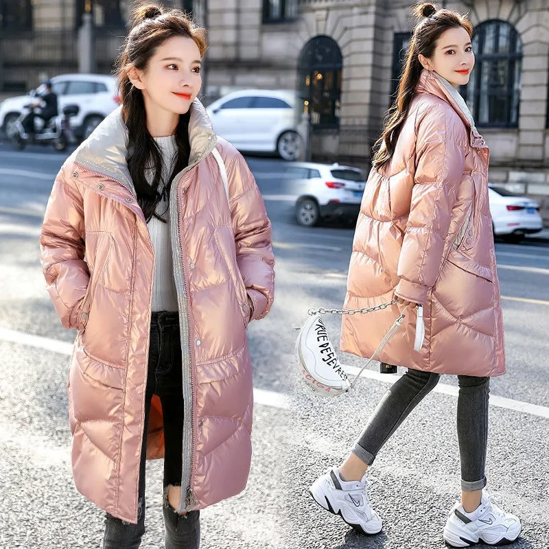 2023 New Women Down Jacket Winter Coat Female Mid Length Version Parkas Slim Fit Thick Outwear Leisure Time Versatile Overcoat