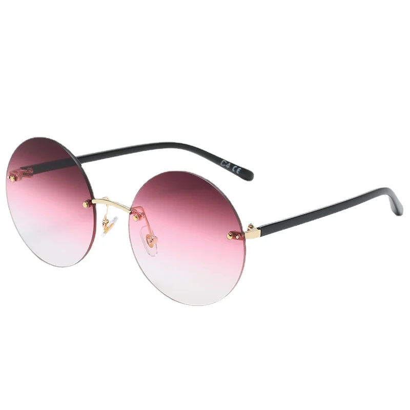 UnisexRimlessFashionSunglassesforFemaleGradientSmallRoundFrame
