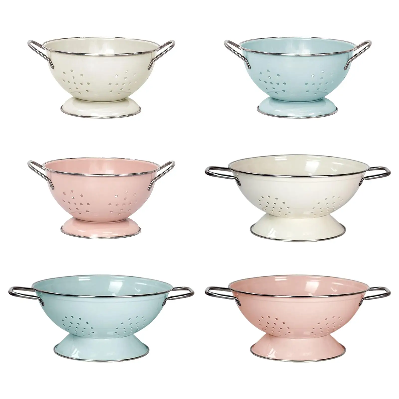 French Retro Fruit Basket Drainage Berry Colander Food Storage Baskets Serving Bowl with Handle for Countertop Veggies Fruits fruit colander