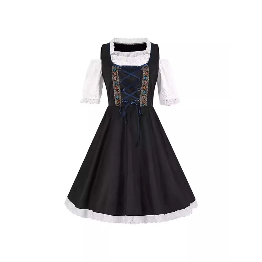 

Немецкая Дамская пивная горничная, баварское платье на Октоберфест с фартуком, костюмы, искусственное платье на Хэллоуин