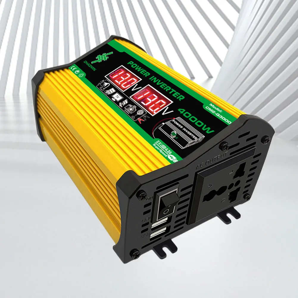 Intelligent Power Inverter 4000W 12V To 220V/110V Car Voltage Transformer Dual LCD Display Vehicle Smart Inverter for RV Caravan