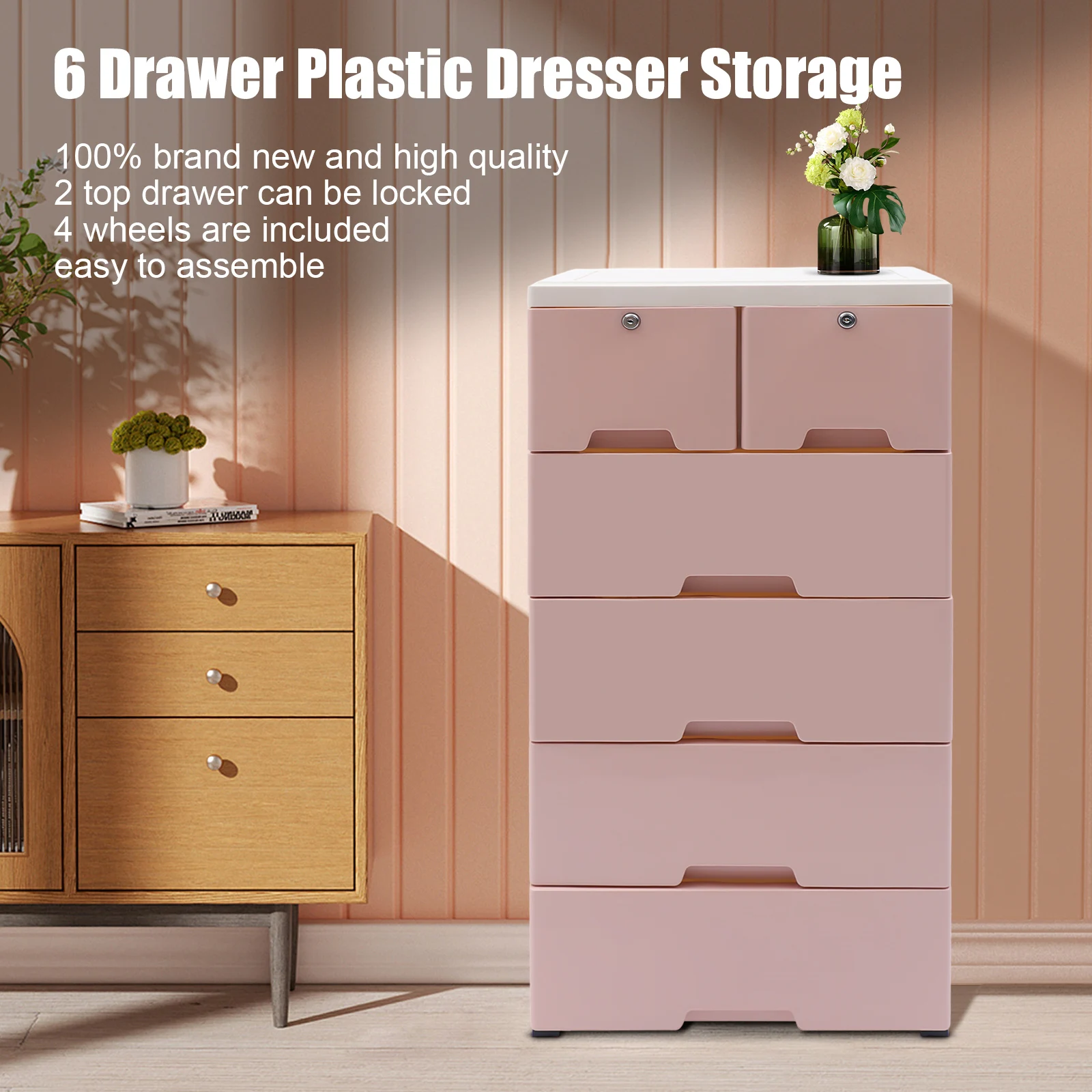 Storage Dresser 6 Drawer Clothes Organizer Tower Cabinet Office