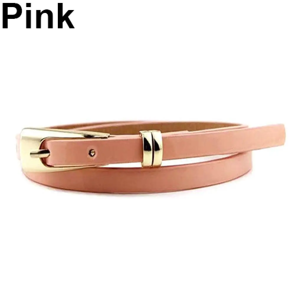 

Women's Fashion Candy Color Faux Leather Buckle Skinny Belt Thin Waistband Sash