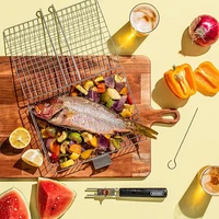 Grill Basket Folding Portable Stainless Steel BBQ Grill Basket With Handle for Fish Vegetables Shrimp Cooking Accessories 5