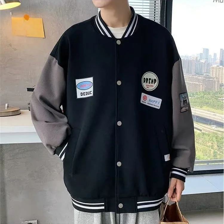 루즈핏 아메리칸 스타일 남성용 오픈 가디건 봄 가을 스탠드 칼라 재킷 다용도 트렌디 탑 캐주얼 스포츠웨어