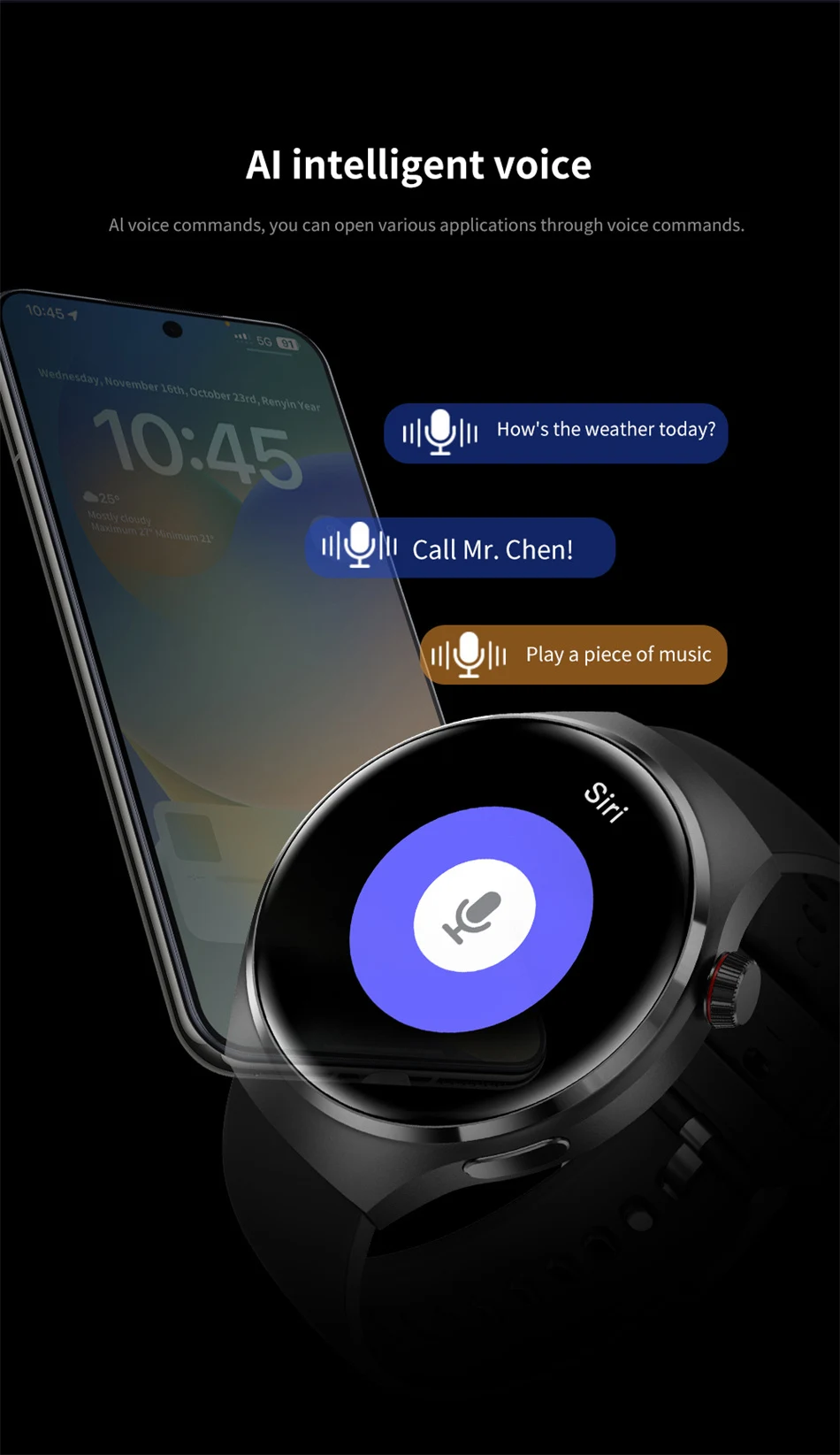 Pentru Huawei Watch 4 Pro Smartwatch Bărbați Ecran HD 360*360 BT Call NFC IP68 Impermeabil Ceas inteligent pentru ritm cardiac, zahăr din sânge Nou