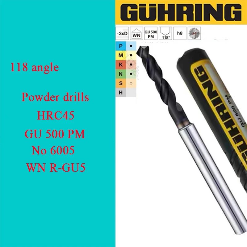 Germany GUHRING No2463/No6005 118 Spiral Angle Universal Powder Drill