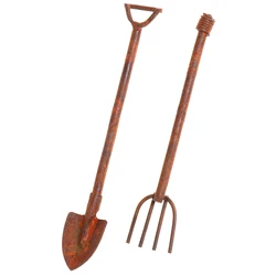 Miniature Gardening Tool Set: Metal Shovels & Pitchfork for Dollhouse (One Size)