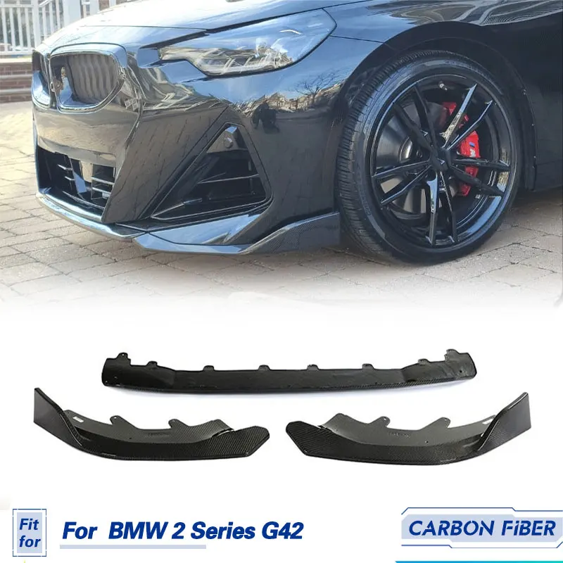 

Автомобильные передние бамперы разветвители из углеродного волокна для BMW 2 серии G42 M220i M Sport 2-Door 2022 2023 передняя губа фартук для подбородка комплекты кузова
