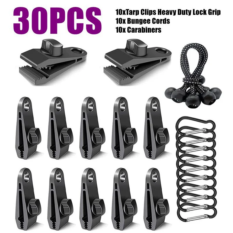 15/30Pcs DIY Tarp Clamp Awning Tent Canopy Clamp Clip Snap Canvas Anchor Gripper Caravan Jaw