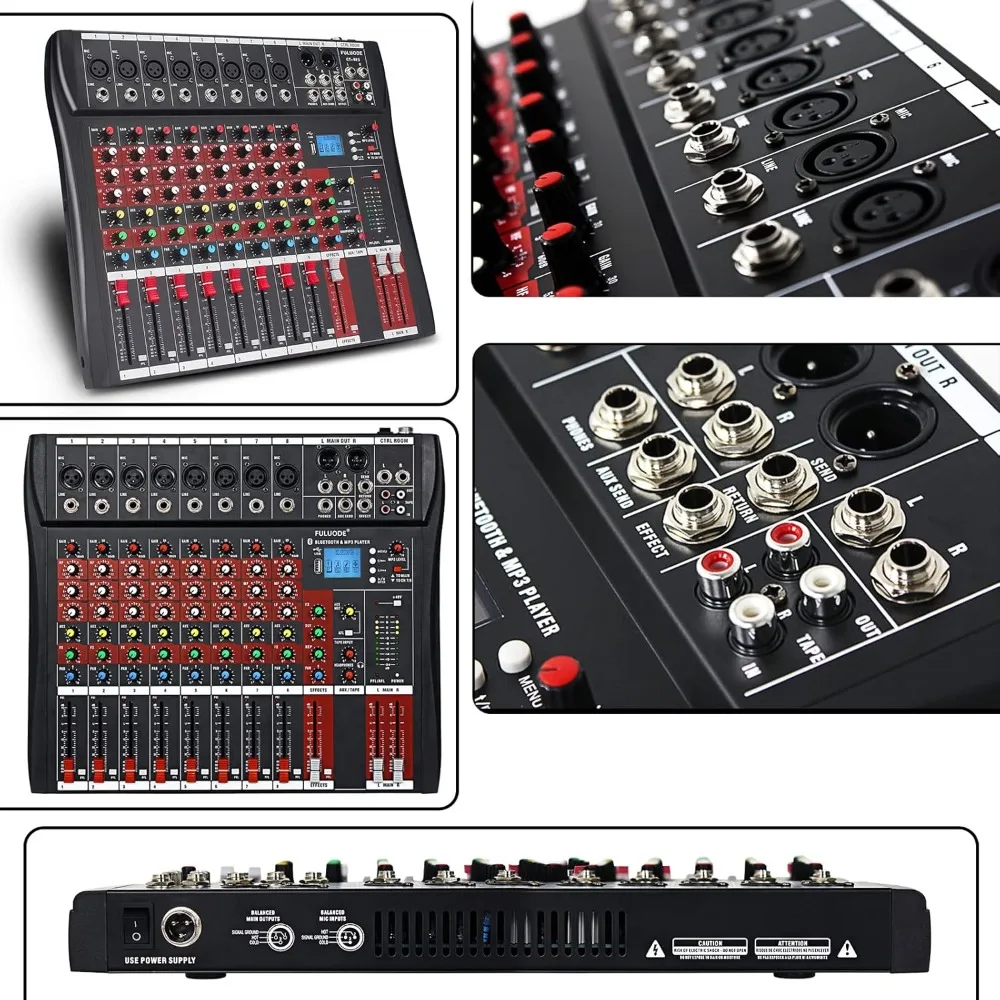 CT-80S Professional audio mixer 8 Channel with MP3 Player+Bluetooth U disk 48V Phantom Power Source USB recording 4