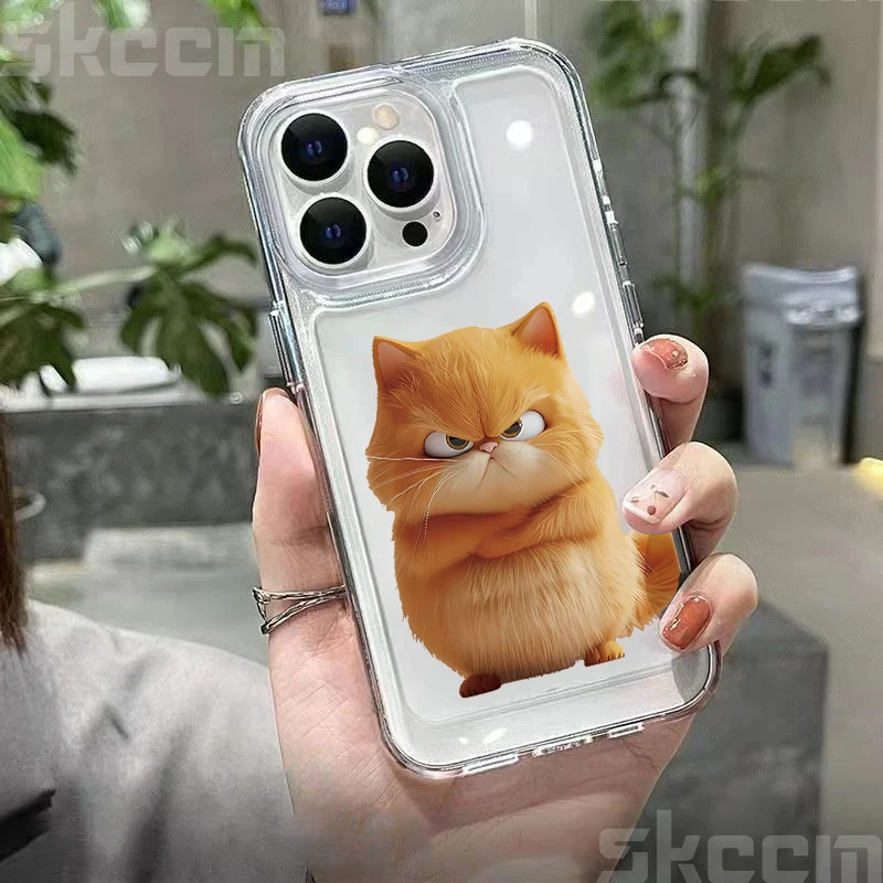 Adorable Cartoon Cat Shockproof Clear Back Phone Case