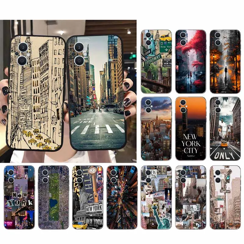

New York City Street Phone Case For OPPO Reno8 Pro Plus Reno8 T Reno6 7 8 5 Lite Reno7 8 6 4 Pro Reno5 Z Reno9 Pro