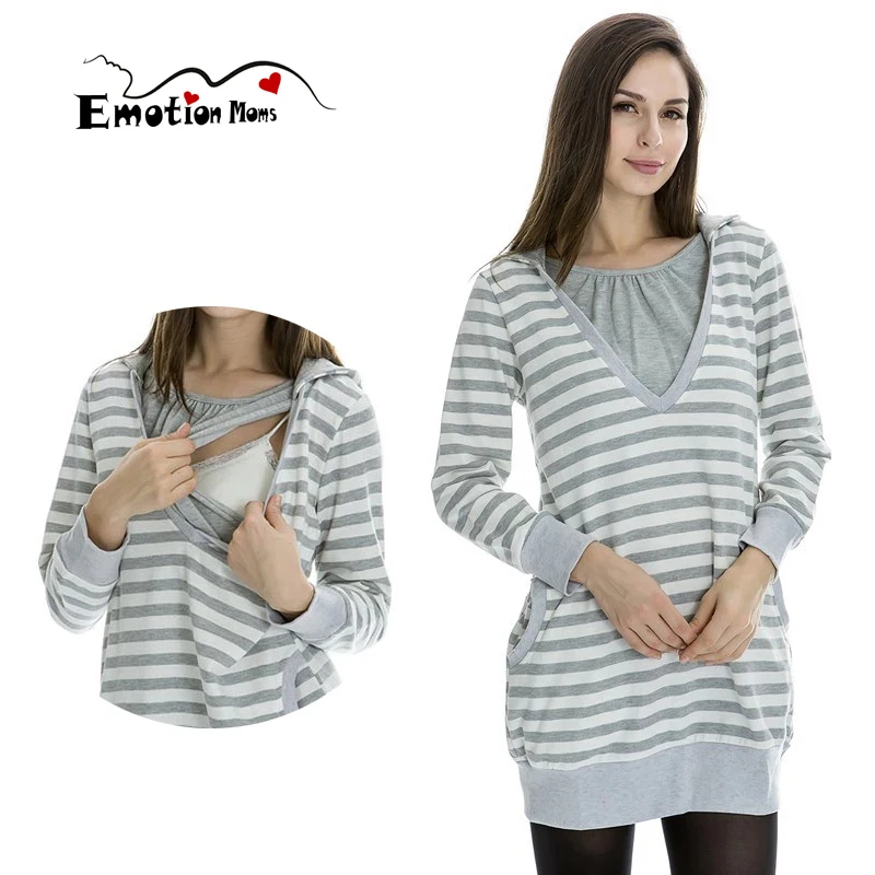 Emotion Moms Autumn Winter Breastfeeding Tops Lactation Top Maternity Clothes for Pregnant Women Nursing Hoodies Sweater