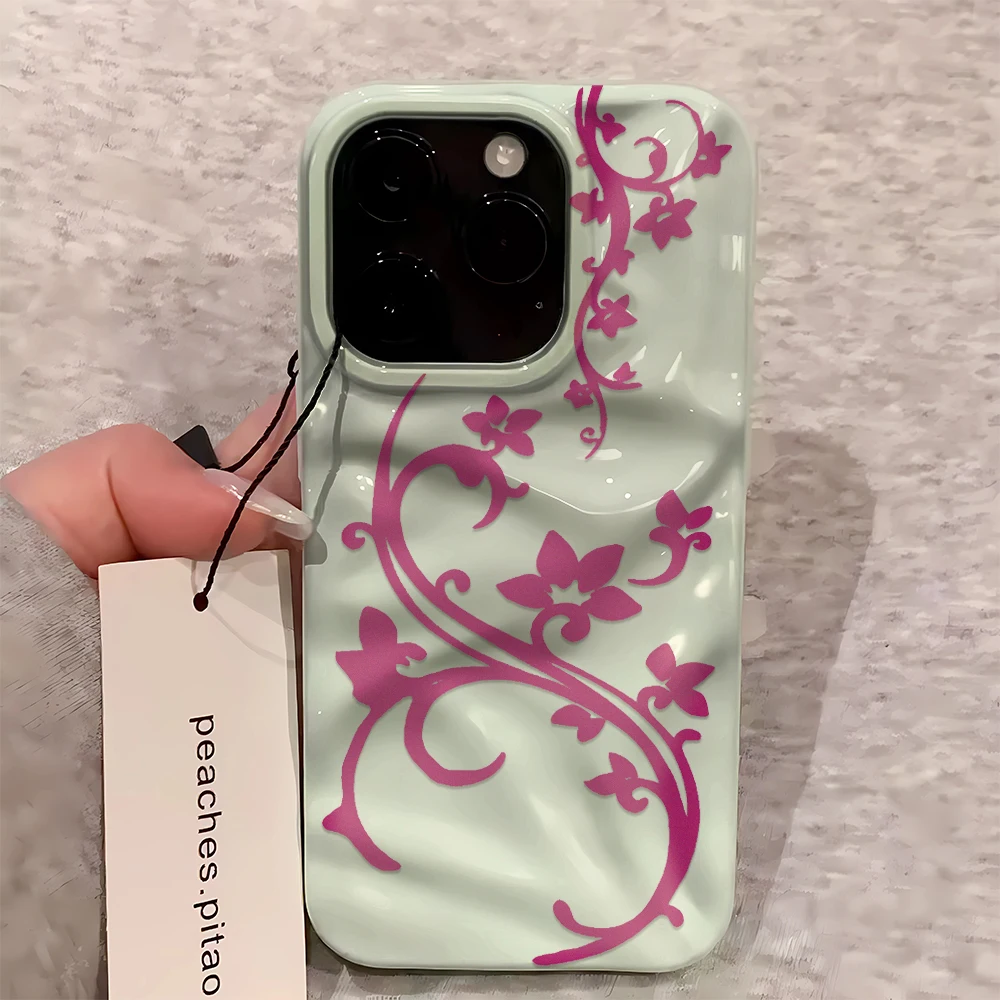 ตัวเลือกสินค้า เคสซิลิโคนลายดอกไม้สีชมพู ปกป้อง iPhone ได้ทุกรุ่น