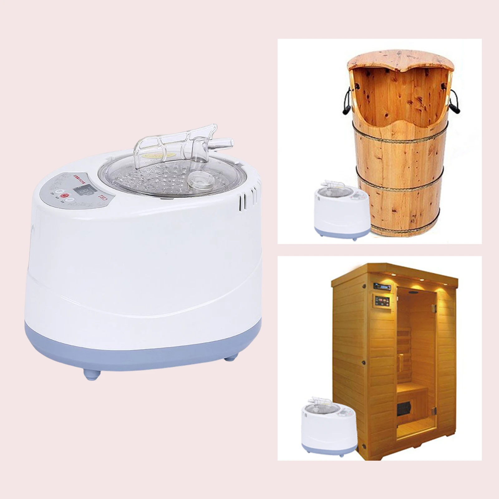 3L Sauna Steamer Pot Sauna Steam Engine Portable SPA Machine Stainless Steel Pot Spa Machine Timer with Controlfor SPA Household 2