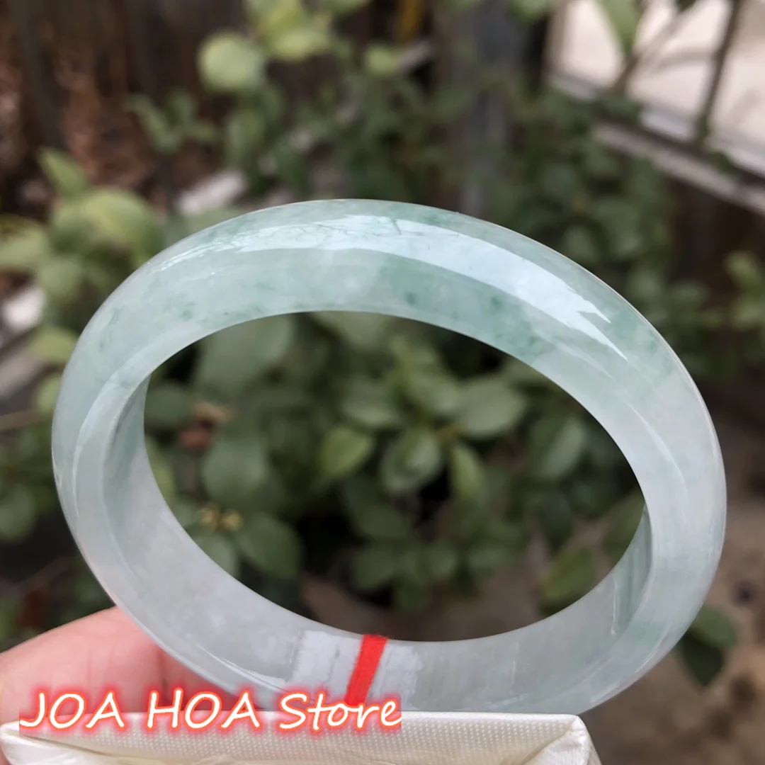 White Ice Natural Floating Flower Jadeite Bangle A Grade Jade Bracelet Exquisite Emerald Handring Quality Fine Jewelry