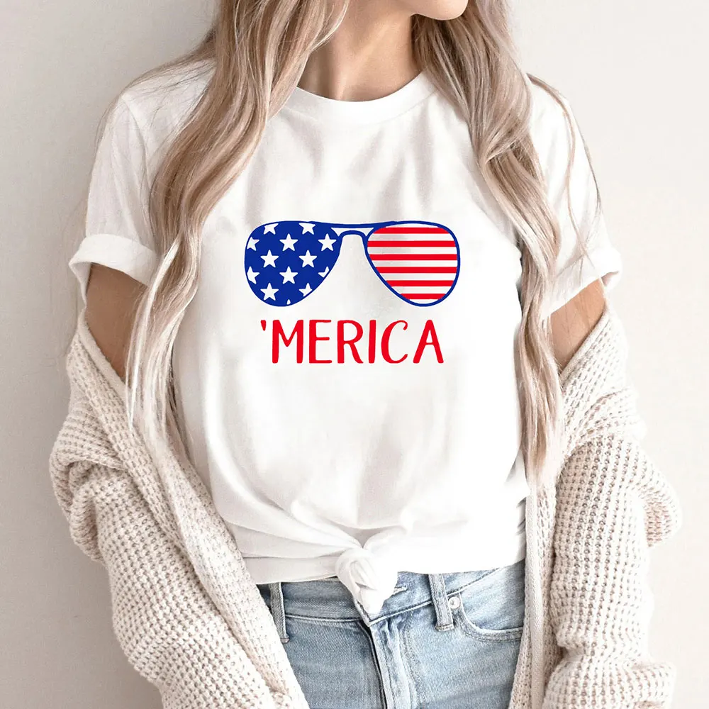 

Eeysglasses Flag New Arrival 4th of July Shirt July 4th 100%Cotton Women Tshirt Unisex Funny Summer Casual Short Sleeve Top Tee