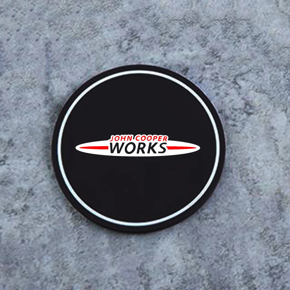 2Pcs Car Coasters Water Cup Slots Non-Slip Mat Waterproof Water Cup Mat Drink Pad For Mini Cooper One S JCW R55 R56 R58 R59 R60 cup holder coasters car coaster pads