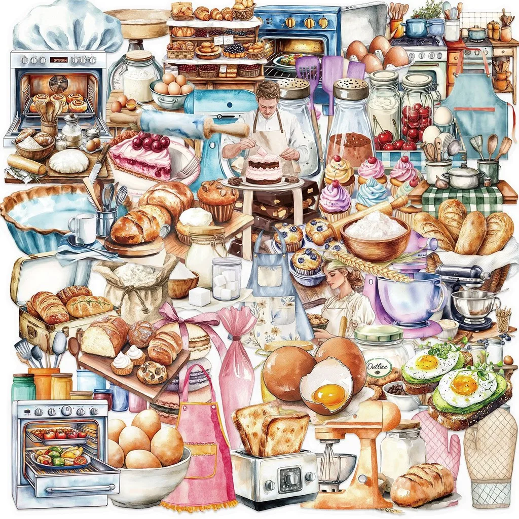 50 Pcs Transparent Ins Baking Sticker Pack - Waterproof Clear PET Stickers for Decor on Journals, Guitars, Notebooks, Water Cups