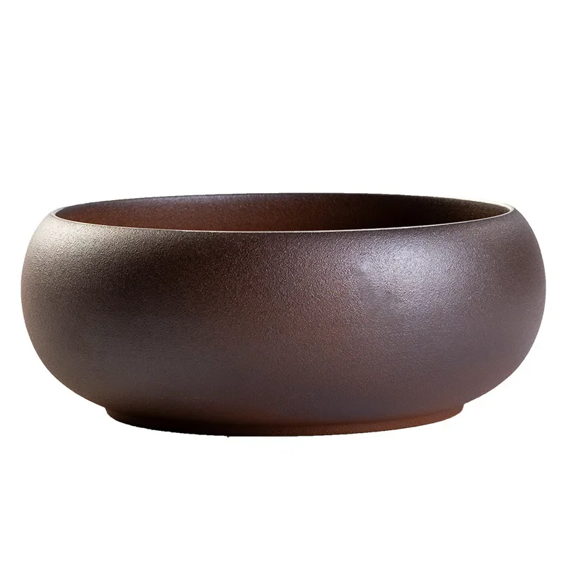 Retro Tea Basin Stoneware Tea Cup Storage Pot Ceremony Utensils Exhausted Jar Kung Fu Set Wash Wash Bowl