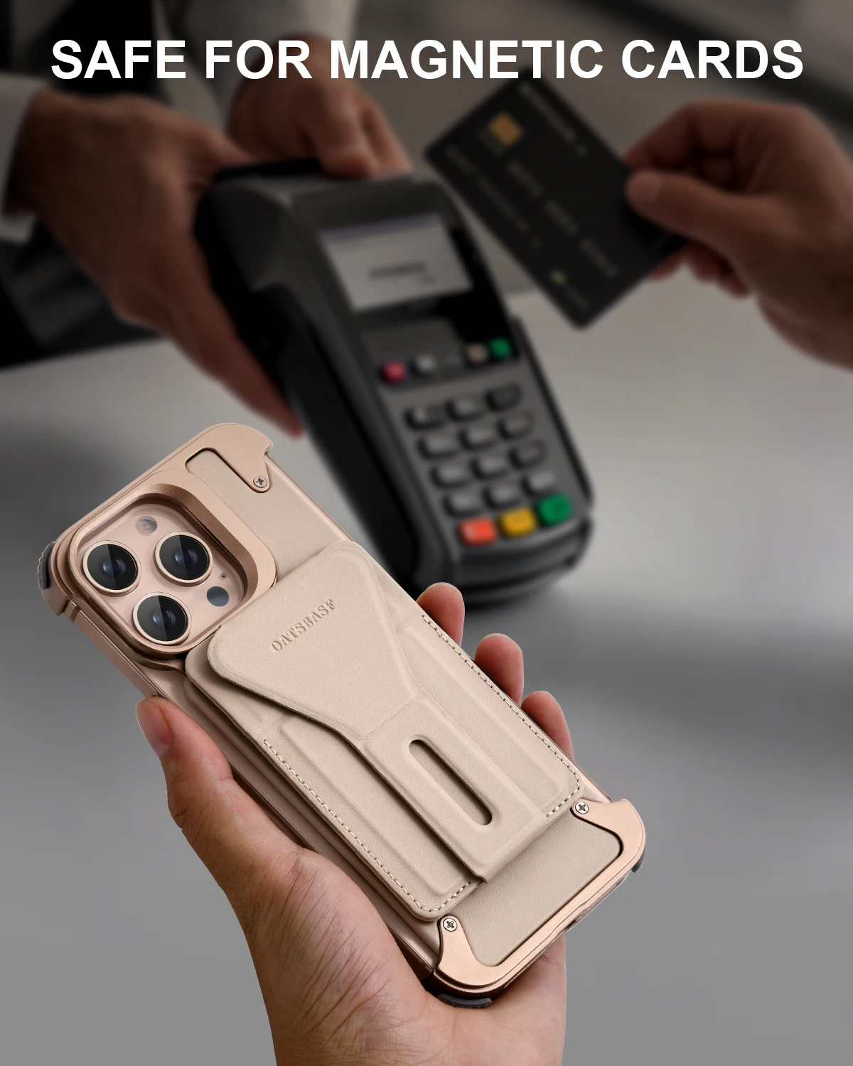 Eary for iPhone 16 Pro Max Phone Case with Stand Magnetic Wallet Card Holder Card Slot Wireless Charging Bumper Protective Cover