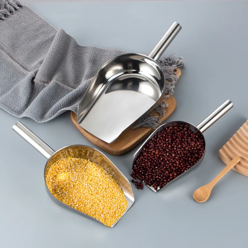 1pcs Durable Candy Ice Scoops Metal Tools Stainless Steel Home Kitchen Shovel Flour Dry Goods Party Bar et