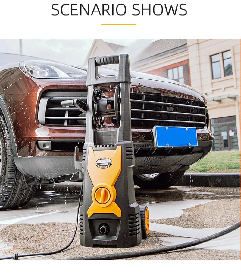 Sonlin 1800W Induction Motor 140Bar Yellow Portable High Pressure Car Washer 220-240V/50HZ 6.3L/min Car Wash Machine Automatic 3