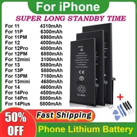 High-Capacity Mobile Phone Battery for IPhone 14 Pro Max 11 Pro 12 13 Mini Pro Max Replacement Lithium Polymer Bateria + Tools
