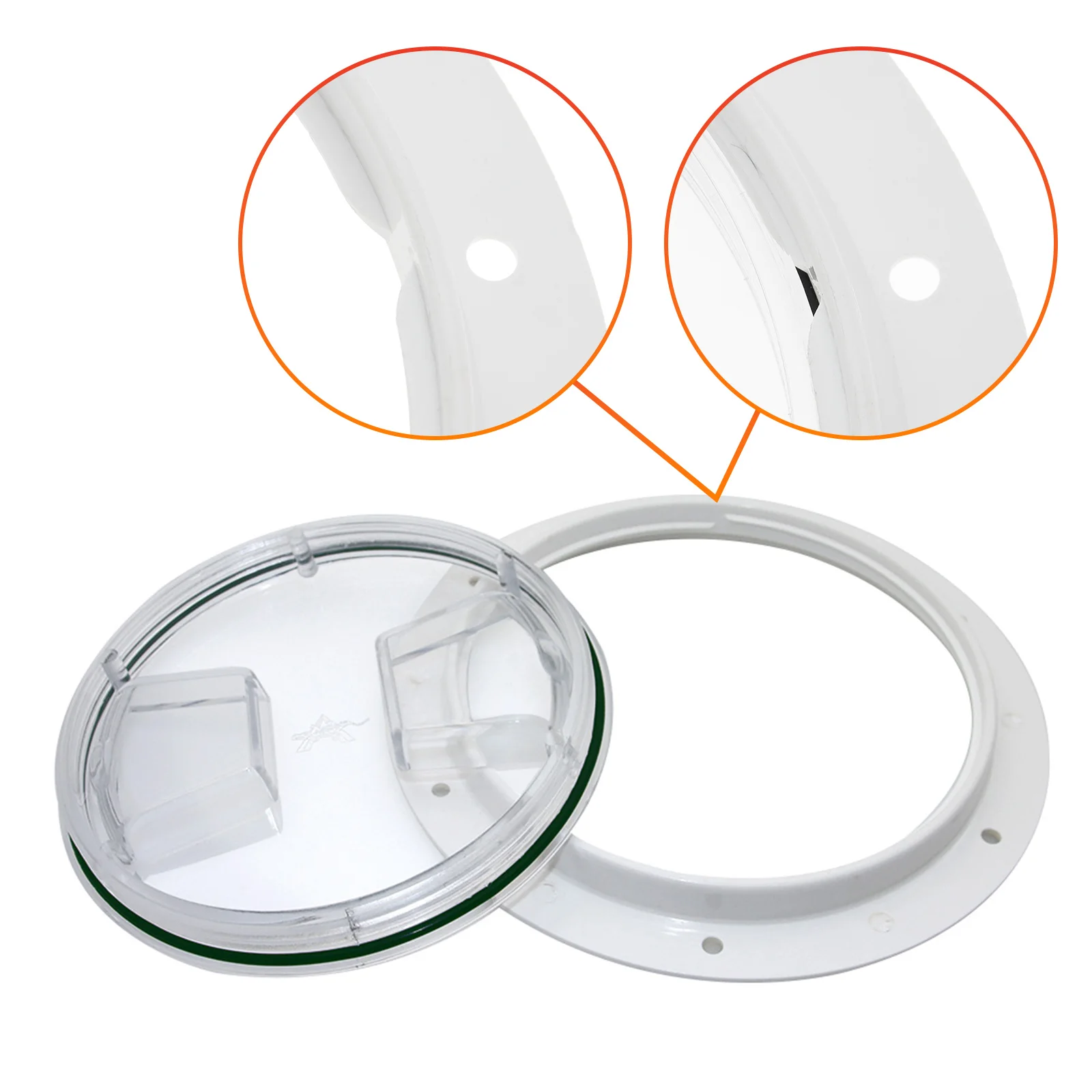 Oblò Nero Per Barca O Camper - Vetro Temperato 4mm, Diametro 215mm - Finestra Marina Resistente Agli Agent Atmosferici