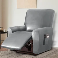 1/2/3 Seat Waterproof Recliner Sofa Cover PU Leather Armchair Cover Solid Color Elastic Relax Single Sofa Slipcovers Home Hotel 2