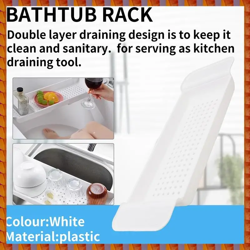 DIDI Retractable Bathtub Storage Rack Bath Tray Shelf Tub Bathroom Tools Towel Storage Shelf Kitchen Sink Drain Holder