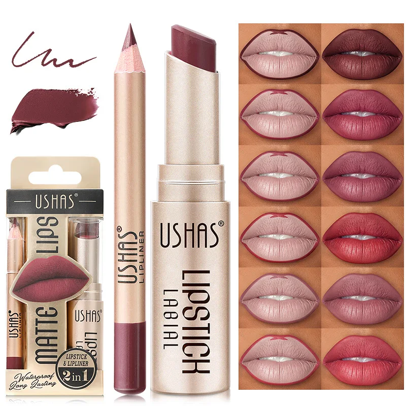 12 Color Matte Lipstick Set Long Lasting Nude Red Lipstick With Lipliner Not Dry Easy Coloring Lip Makeup Kit